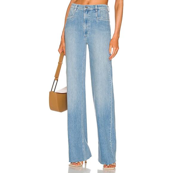 Favorite Daughter 'Jordie' Blue Super High Rise Wide Leg Denim Jean Size 26 - Picture 1 of 5